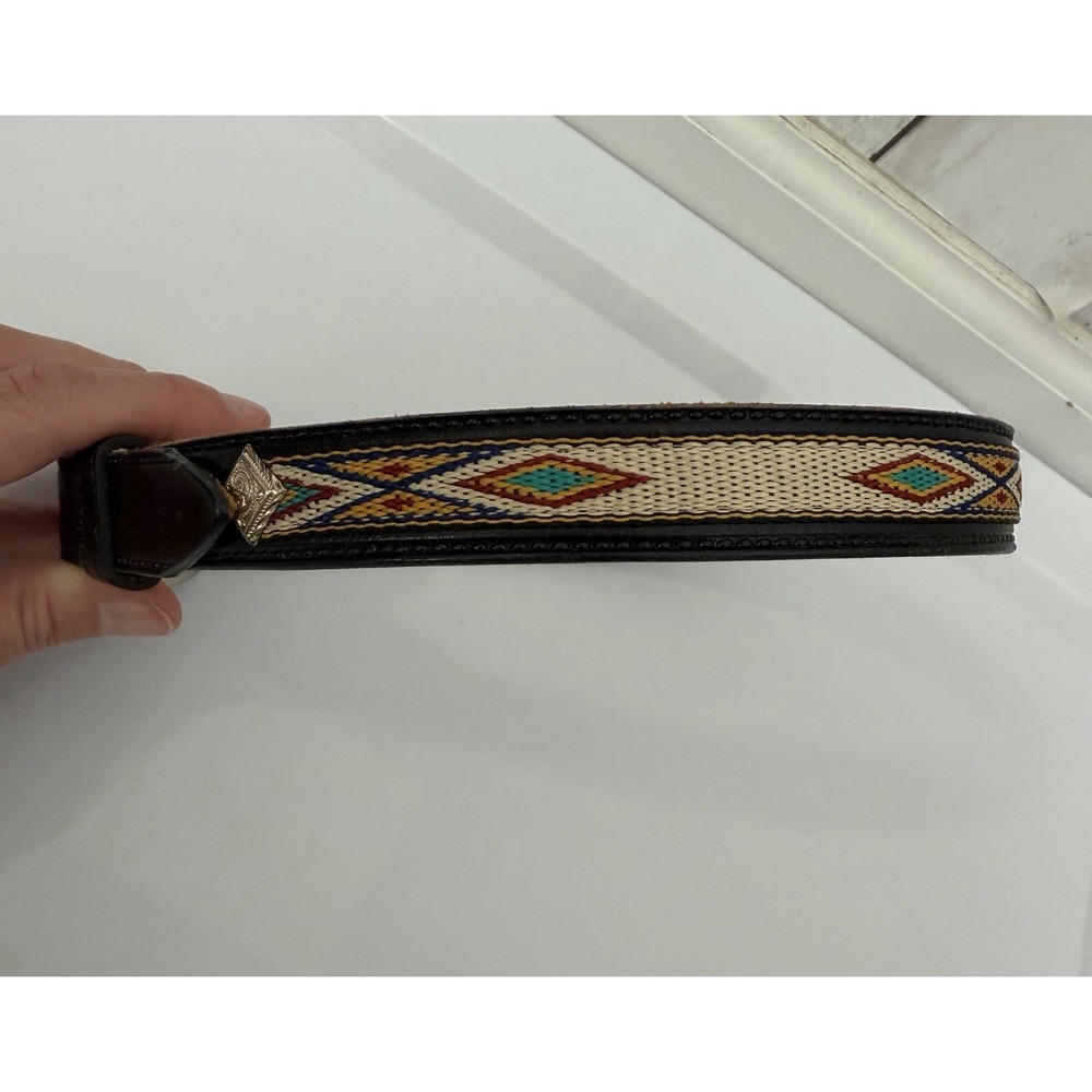 Kids Circle Y Western Belt Embroidered Kidskin Leather Tribal Size 22